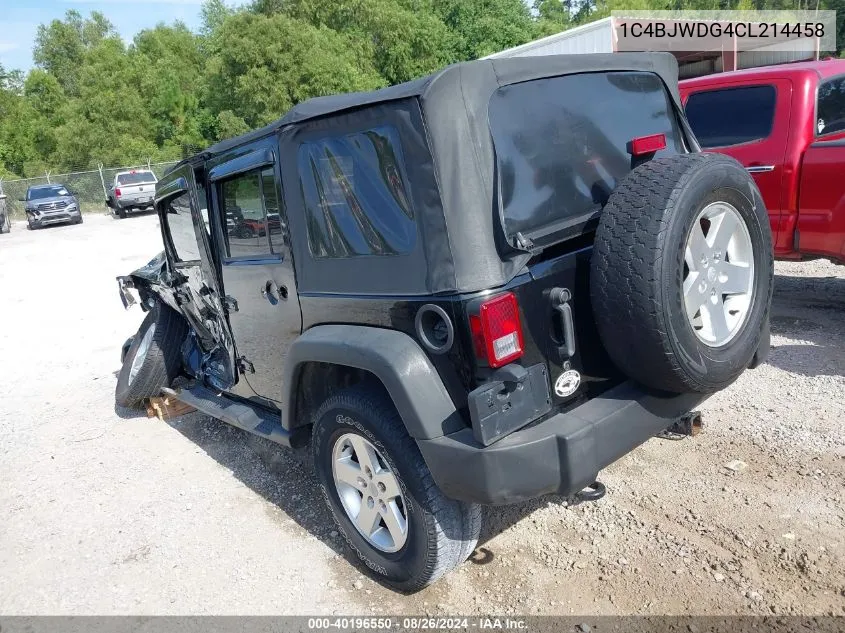 2012 Jeep Wrangler Unlimited Sport VIN: 1C4BJWDG4CL214458 Lot: 40196550