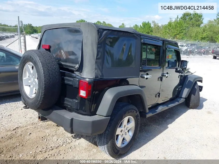 2012 Jeep Wrangler Unlimited Sport VIN: 1C4BJWDG4CL214458 Lot: 40196550