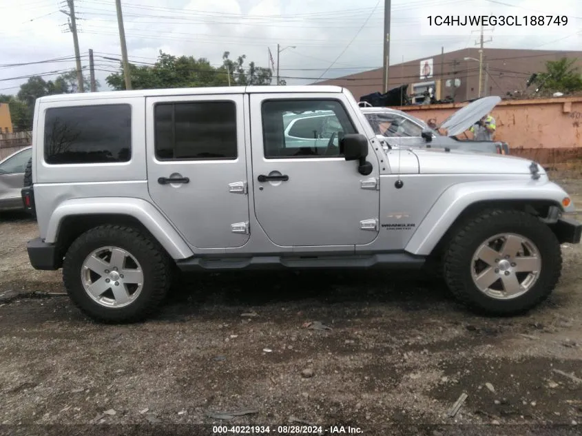 2012 Jeep Wrangler Unlimited Sahara VIN: 1C4HJWEG3CL188749 Lot: 40221934