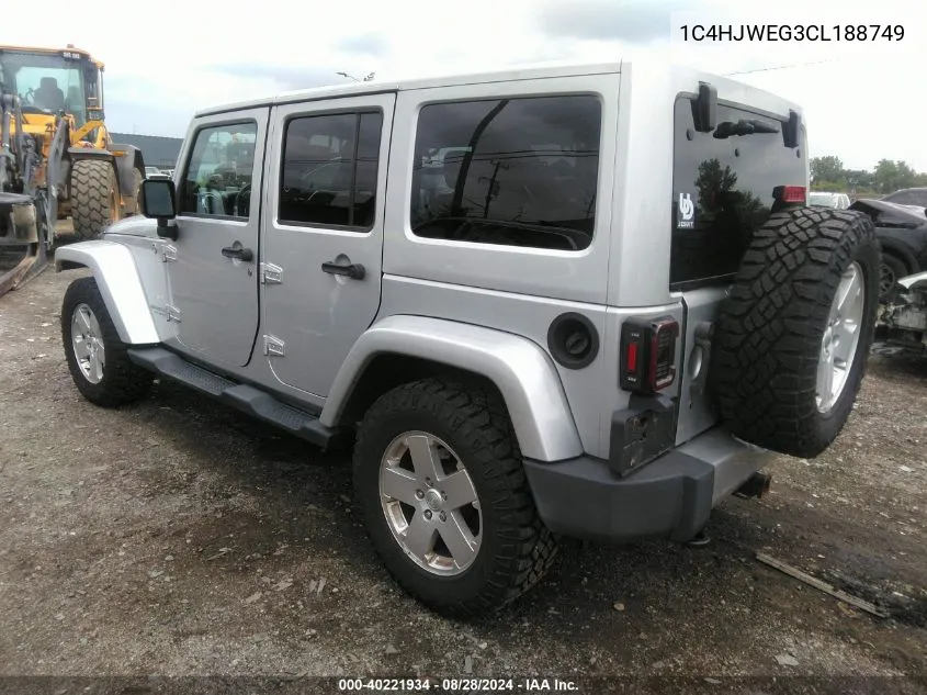 2012 Jeep Wrangler Unlimited Sahara VIN: 1C4HJWEG3CL188749 Lot: 40221934