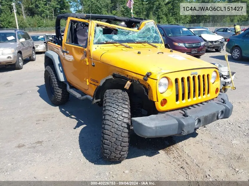 2012 Jeep Wrangler Sport VIN: 1C4AJWAG6CL151427 Lot: 40226753