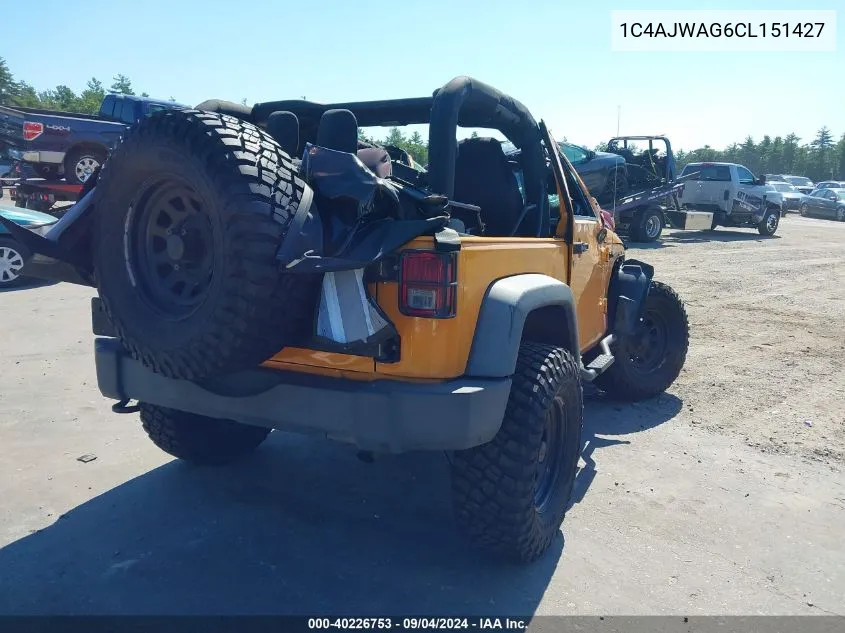 1C4AJWAG6CL151427 2012 Jeep Wrangler Sport