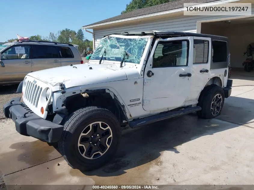 2012 Jeep Wrangler Unlimited Sport VIN: 1C4HJWDG0CL197247 Lot: 40245560