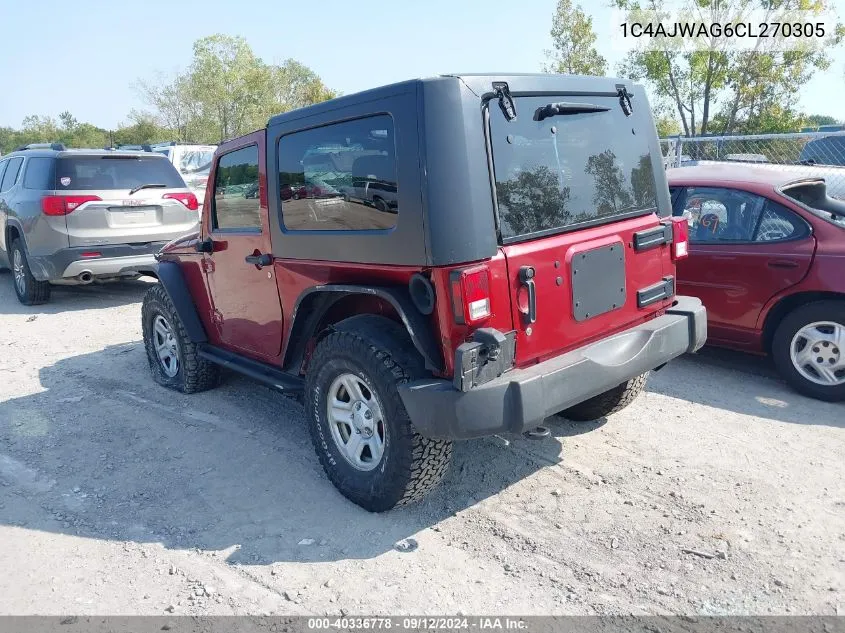 2012 Jeep Wrangler Sport VIN: 1C4AJWAG6CL270305 Lot: 40336778