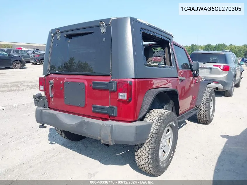 2012 Jeep Wrangler Sport VIN: 1C4AJWAG6CL270305 Lot: 40336778