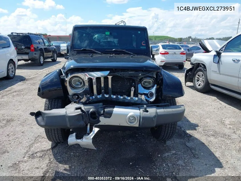 2012 Jeep Wrangler Unlimited Sahara VIN: 1C4BJWEGXCL273951 Lot: 40353372