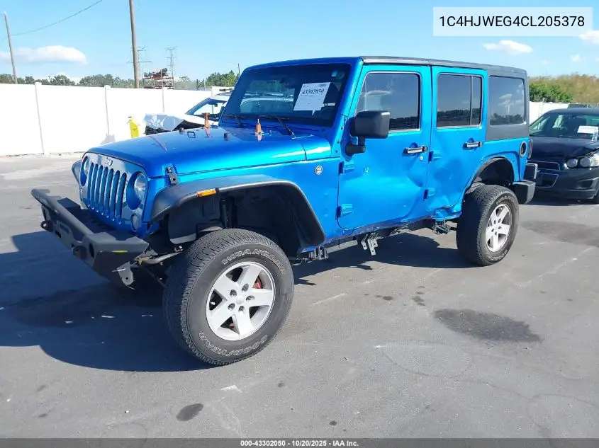 1C4HJWEG4CL205378 2012 Jeep Wrangler Unlimited Sahara