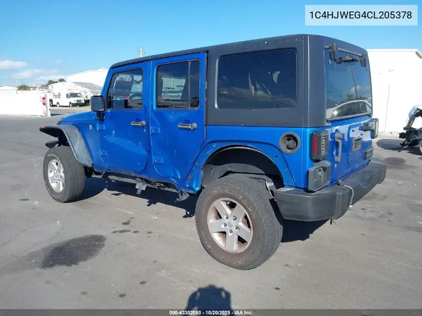1C4HJWEG4CL205378 2012 Jeep Wrangler Unlimited Sahara
