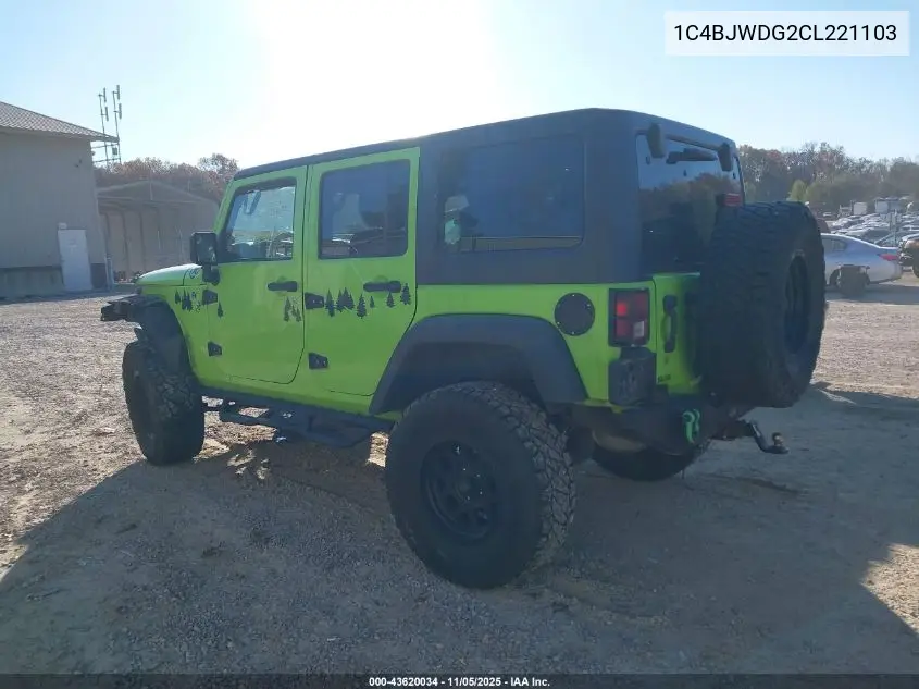 1C4BJWDG2CL221103 2012 Jeep Wrangler Unlimited Sport