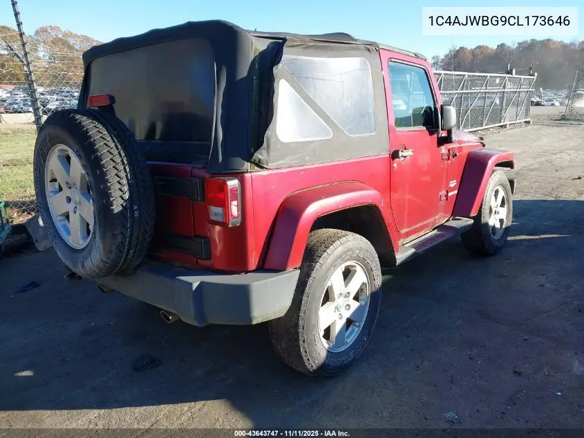1C4AJWBG9CL173646 2012 Jeep Wrangler Sahara