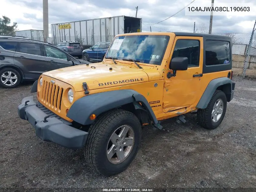 1C4AJWAG8CL190603 2012 Jeep Wrangler Sport