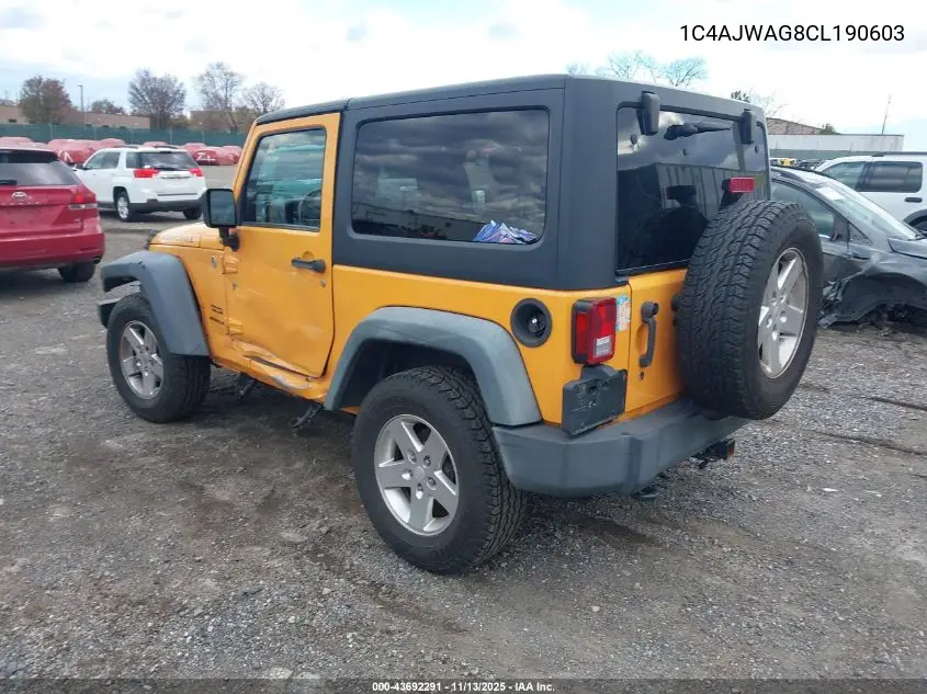 1C4AJWAG8CL190603 2012 Jeep Wrangler Sport
