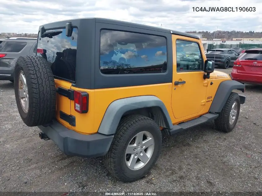 1C4AJWAG8CL190603 2012 Jeep Wrangler Sport