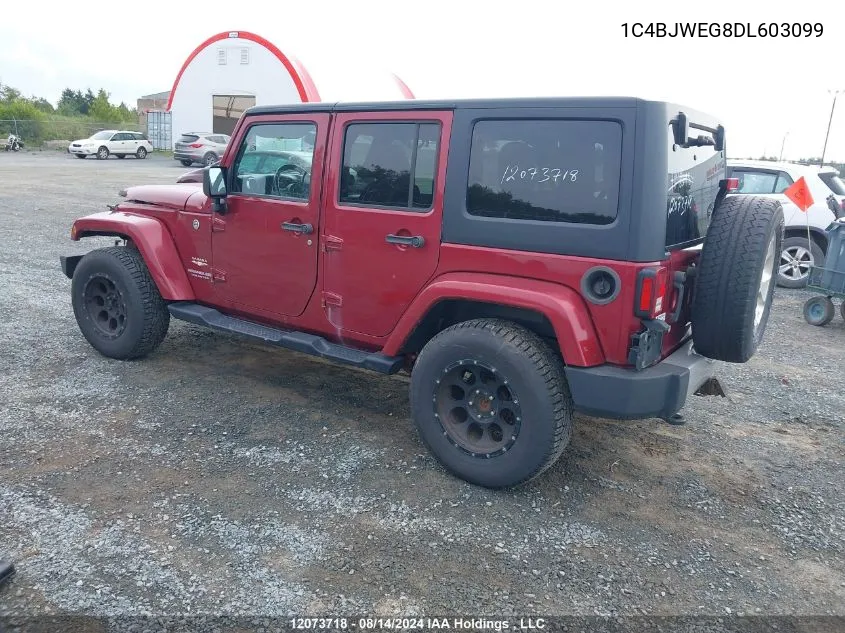 2013 Jeep Wrangler Unlimited Sahara VIN: 1C4BJWEG8DL603099 Lot: 12073718