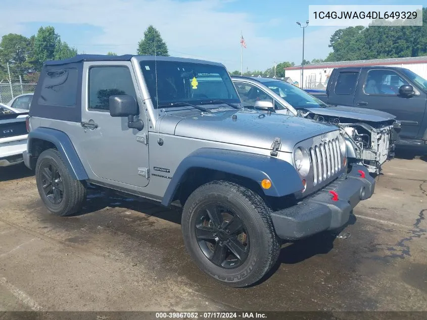 2013 Jeep Wrangler Sport VIN: 1C4GJWAG4DL649329 Lot: 39867052