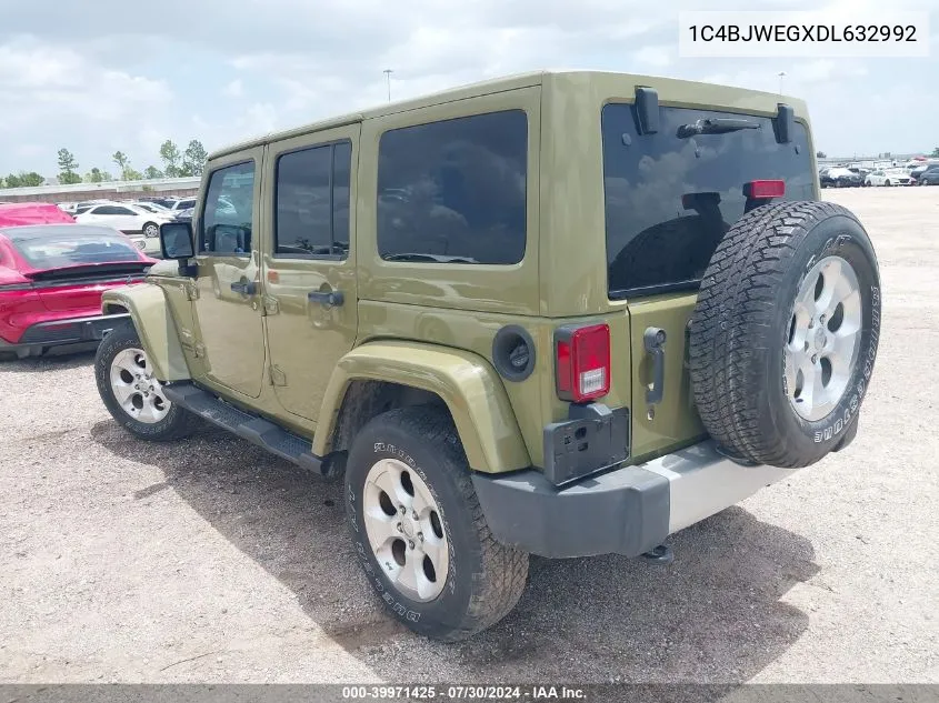 2013 Jeep Wrangler Unlimited Sahara VIN: 1C4BJWEGXDL632992 Lot: 39971425