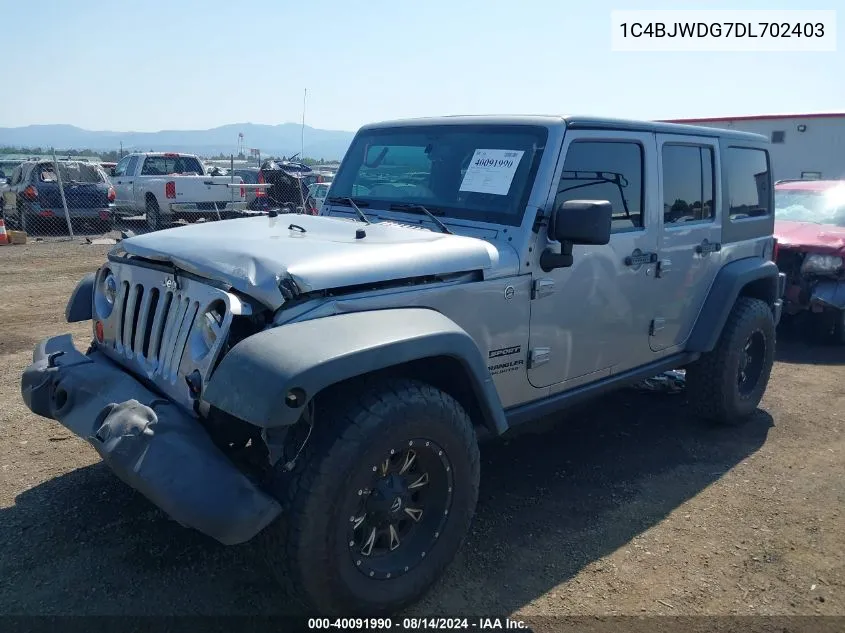 2013 Jeep Wrangler Unlimited Sport VIN: 1C4BJWDG7DL702403 Lot: 40091990