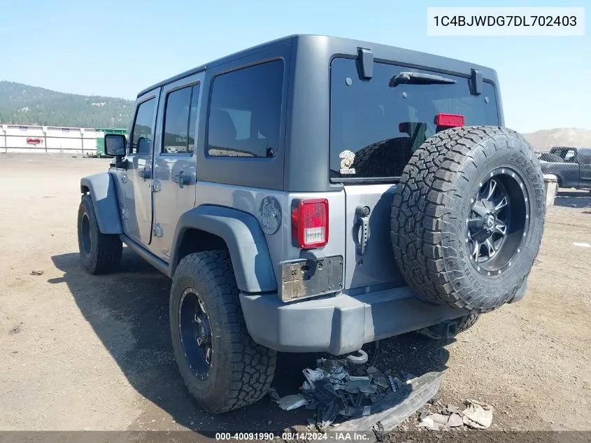 2013 Jeep Wrangler Unlimited Sport VIN: 1C4BJWDG7DL702403 Lot: 40091990