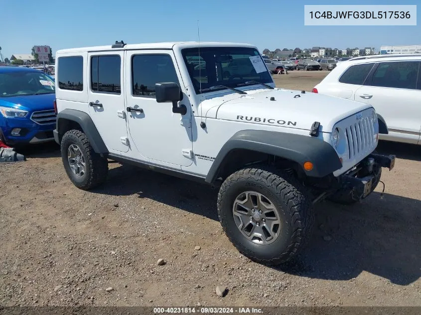 2013 Jeep Wrangler Unlimited Rubicon VIN: 1C4BJWFG3DL517536 Lot: 40231814