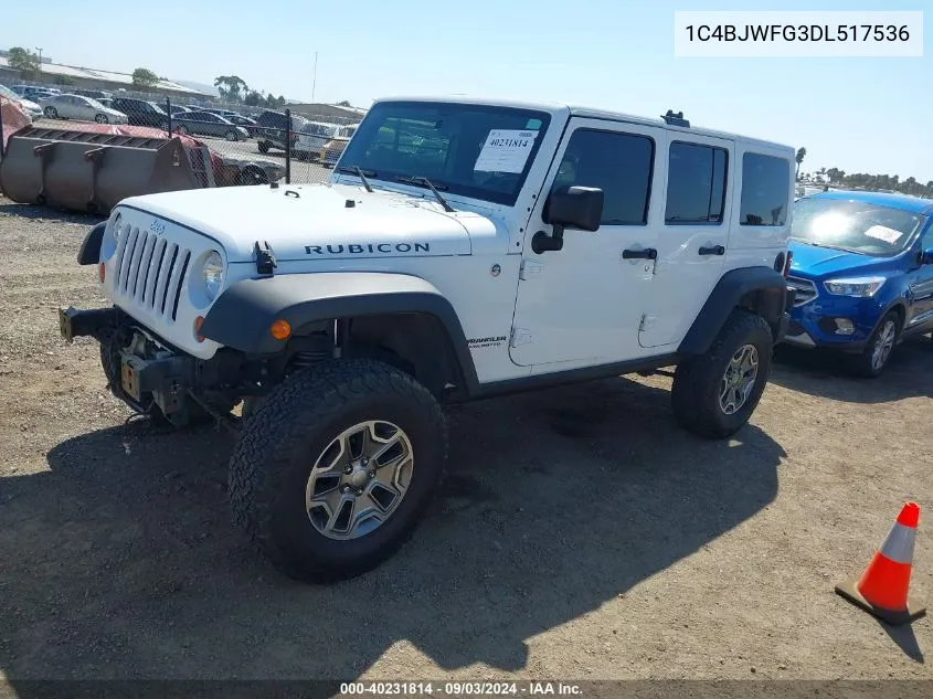 2013 Jeep Wrangler Unlimited Rubicon VIN: 1C4BJWFG3DL517536 Lot: 40231814