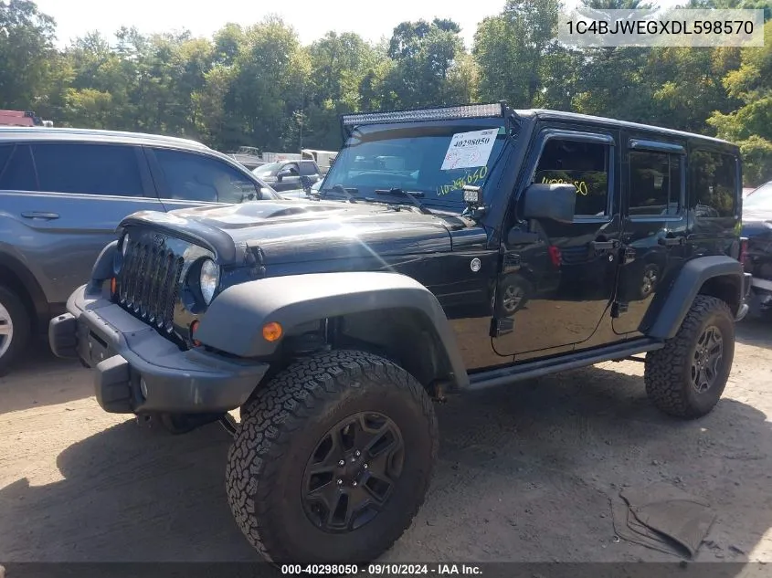 2013 Jeep Wrangler Unlimited Sahara VIN: 1C4BJWEGXDL598570 Lot: 40298050