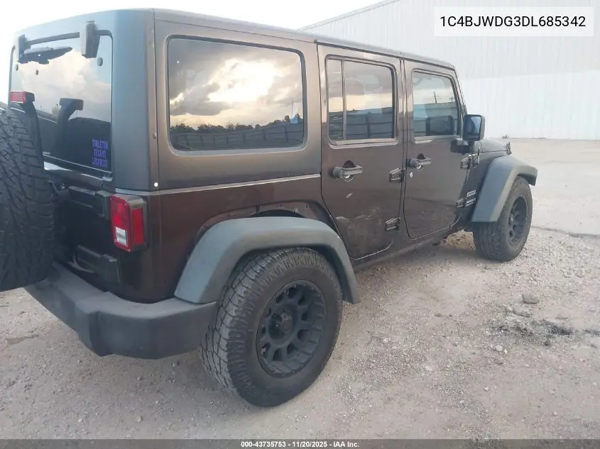 1C4BJWDG3DL685342 2013 Jeep Wrangler Unlimited Sport