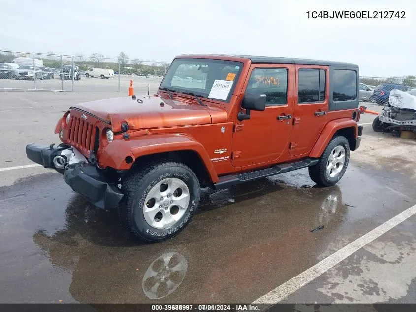 2014 Jeep Wrangler Unlimited Sahara VIN: 1C4BJWEG0EL212742 Lot: 39688997