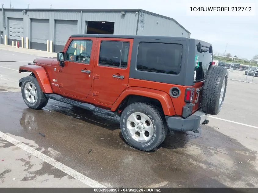 2014 Jeep Wrangler Unlimited Sahara VIN: 1C4BJWEG0EL212742 Lot: 39688997