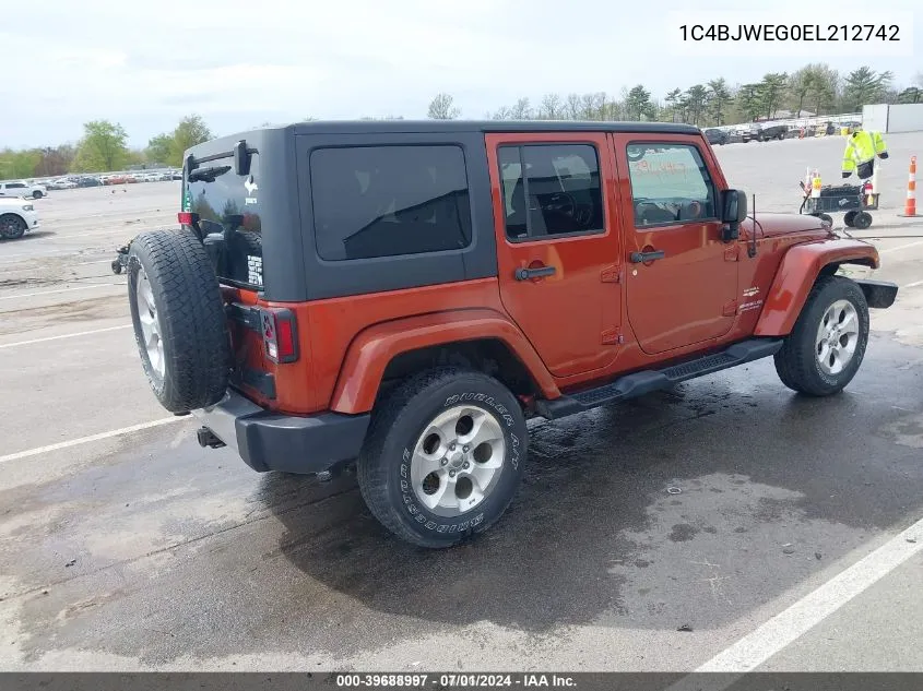 2014 Jeep Wrangler Unlimited Sahara VIN: 1C4BJWEG0EL212742 Lot: 39688997