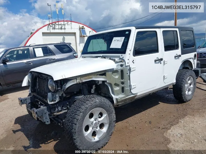 2014 Jeep Wrangler Unlimited Sahara VIN: 1C4BJWEG3EL315797 Lot: 39730122