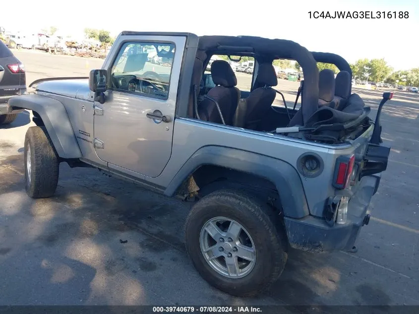 1C4AJWAG3EL316188 2014 Jeep Wrangler Sport