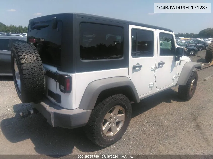 2014 Jeep Wrangler Unlimited Sport VIN: 1C4BJWDG9EL171237 Lot: 39757790