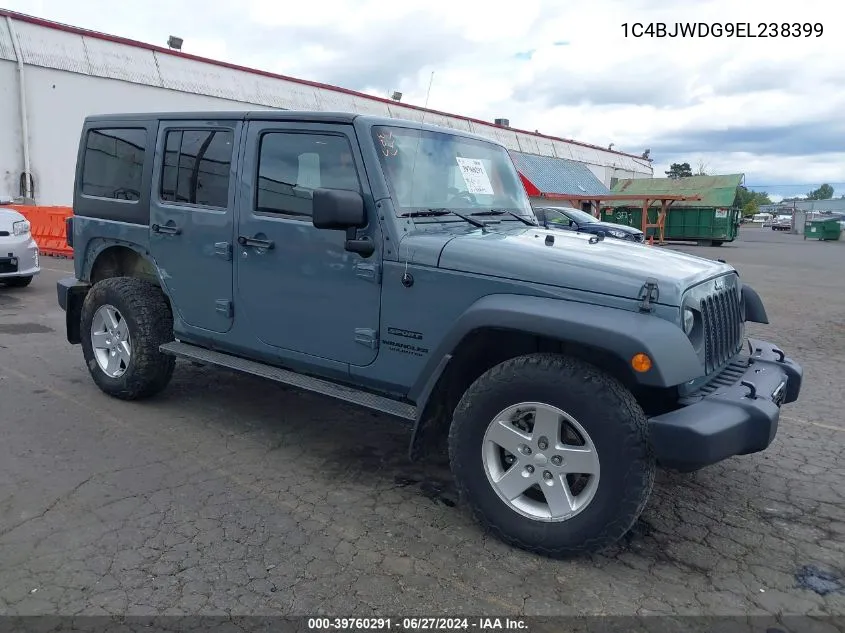 2014 Jeep Wrangler Unlimited Sport VIN: 1C4BJWDG9EL238399 Lot: 39760291