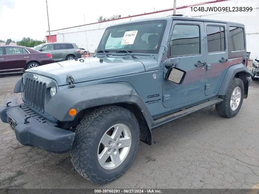 2014 Jeep Wrangler Unlimited Sport VIN: 1C4BJWDG9EL238399 Lot: 39760291