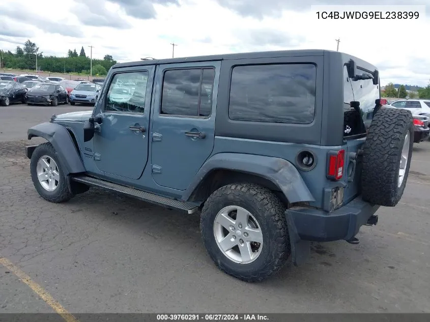 2014 Jeep Wrangler Unlimited Sport VIN: 1C4BJWDG9EL238399 Lot: 39760291