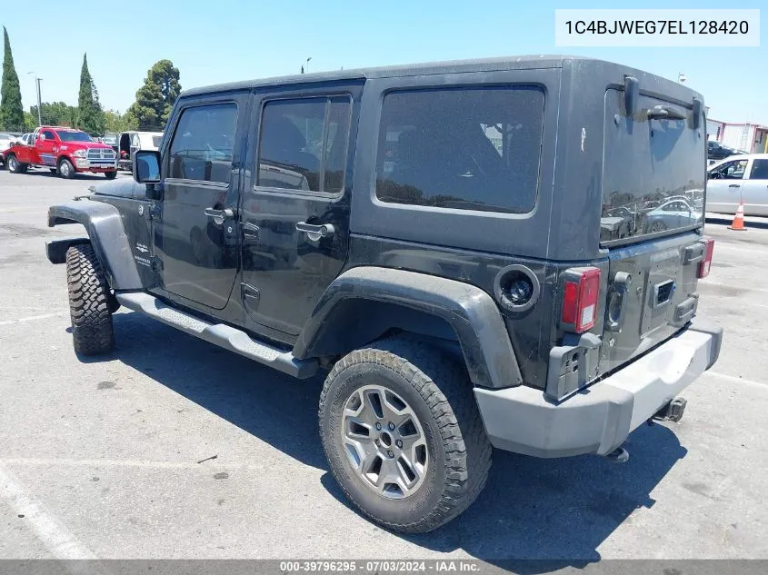 2014 Jeep Wrangler Unlimited Sahara VIN: 1C4BJWEG7EL128420 Lot: 39796295