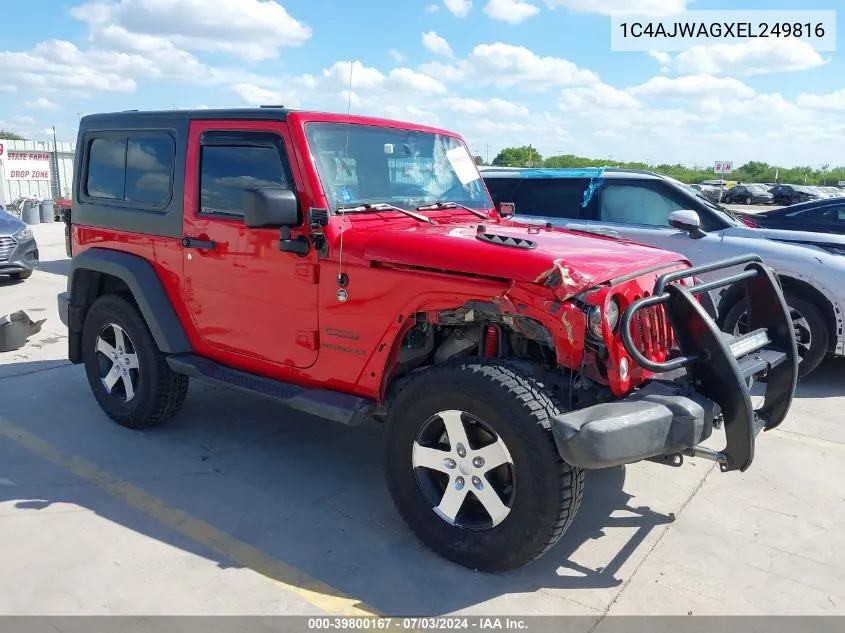 2014 Jeep Wrangler Sport VIN: 1C4AJWAGXEL249816 Lot: 39800167