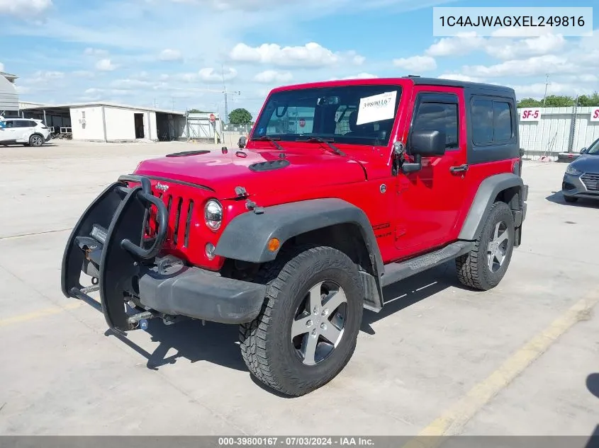 2014 Jeep Wrangler Sport VIN: 1C4AJWAGXEL249816 Lot: 39800167