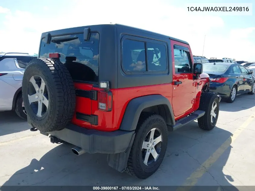 1C4AJWAGXEL249816 2014 Jeep Wrangler Sport