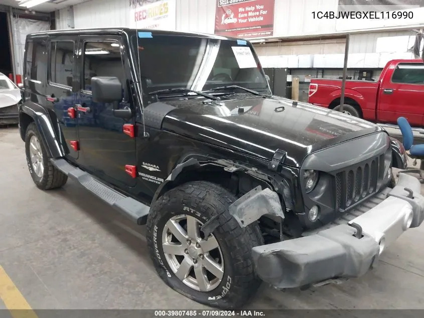 2014 Jeep Wrangler Unlimited Sahara VIN: 1C4BJWEGXEL116990 Lot: 39807485