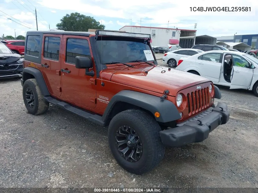 1C4BJWDG4EL259581 2014 Jeep Wrangler Unlimited Sport