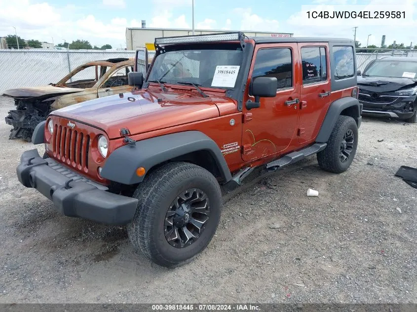 1C4BJWDG4EL259581 2014 Jeep Wrangler Unlimited Sport