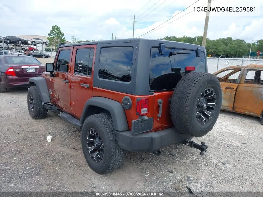 1C4BJWDG4EL259581 2014 Jeep Wrangler Unlimited Sport