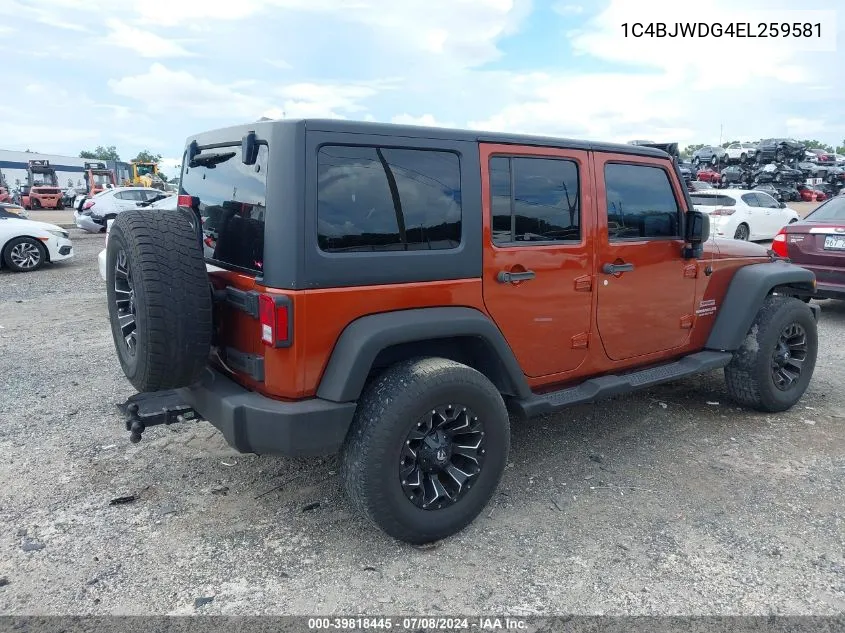 1C4BJWDG4EL259581 2014 Jeep Wrangler Unlimited Sport