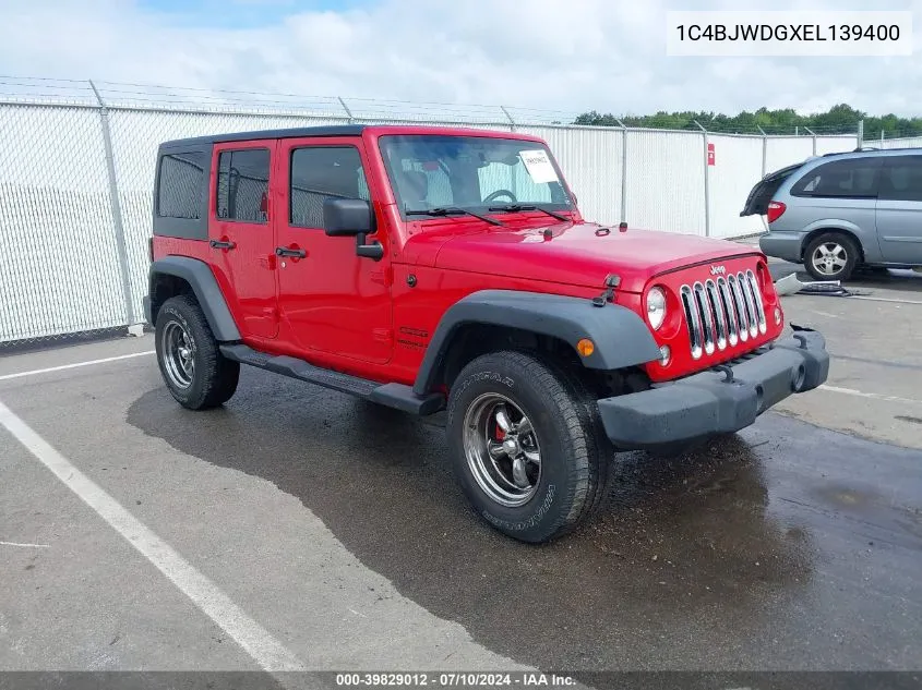 1C4BJWDGXEL139400 2014 Jeep Wrangler Unlimited Sport