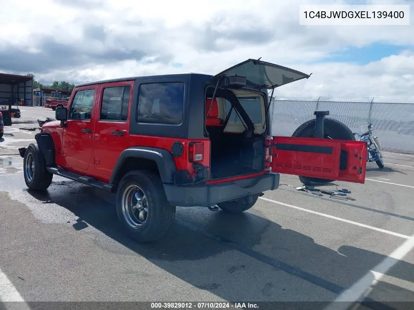 1C4BJWDGXEL139400 2014 Jeep Wrangler Unlimited Sport