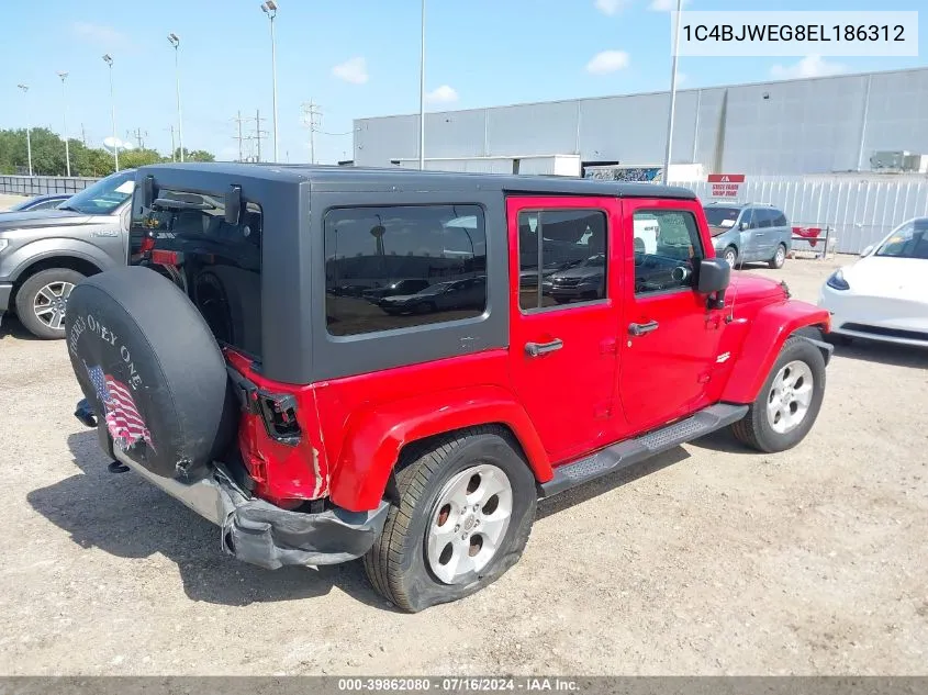 2014 Jeep Wrangler Unlimited Sahara VIN: 1C4BJWEG8EL186312 Lot: 39862080