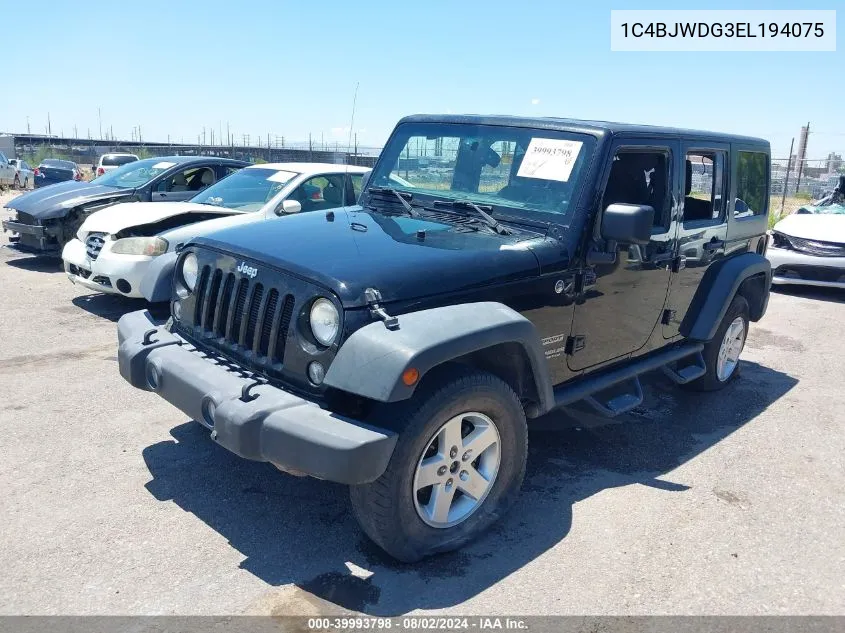 2014 Jeep Wrangler Unlimited Sport VIN: 1C4BJWDG3EL194075 Lot: 39993798