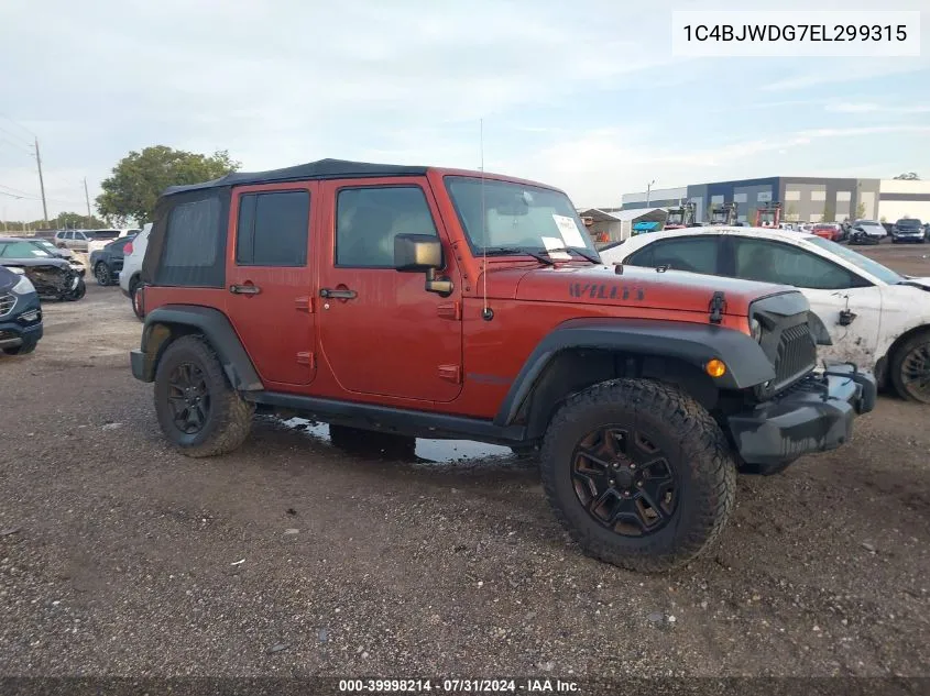 2014 Jeep Wrangler Unlimited Sport VIN: 1C4BJWDG7EL299315 Lot: 39998214