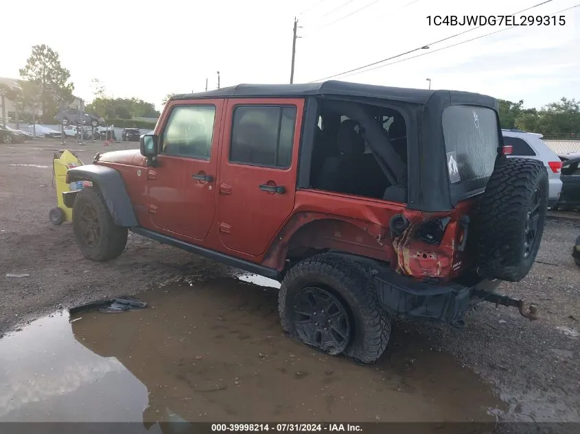 2014 Jeep Wrangler Unlimited Sport VIN: 1C4BJWDG7EL299315 Lot: 39998214